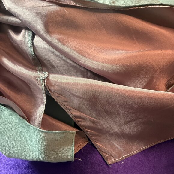 VTG📌 Afterdark Evening - MOB Crystal Sea Green Chiffon Dress Long Sleeves - Picture 12 of 16